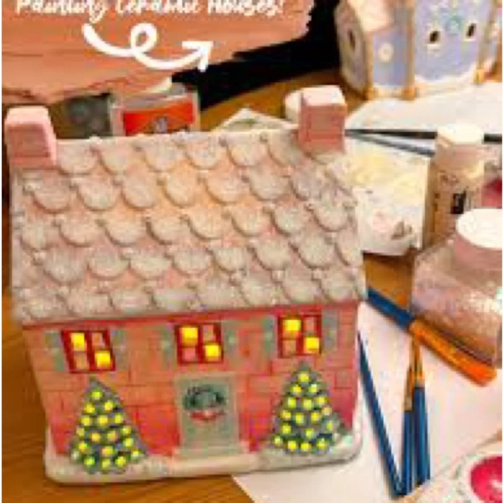 Ceramic Pre-lit Christmas Candy Cane House